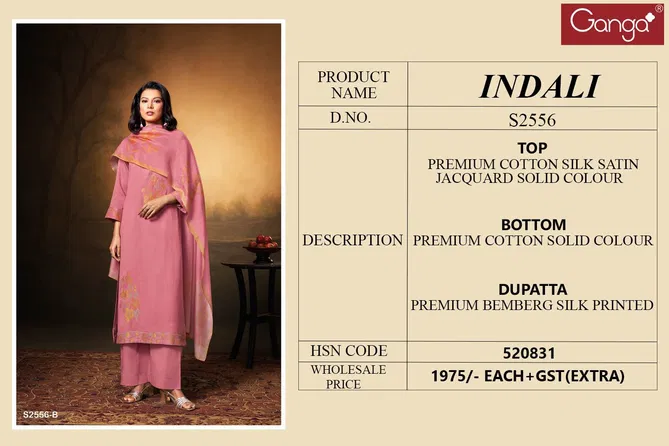 Indali 2556 By Ganga Cotton Silk Printed Dress Material Wholesale Shop In Surat